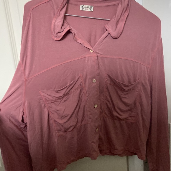 Intimately Free People long sleeve flowy pink lounge top - Picture 3 of 4